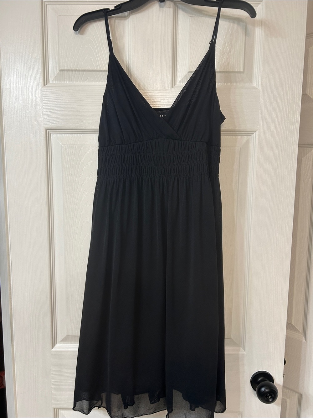 Liz Claiborne Black Midi Spaghetti Strap V-Neck Dress